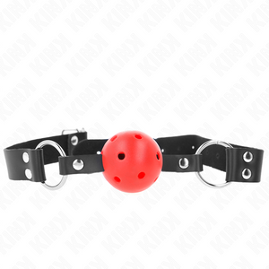 KINK - BREATHABLE BALL 4 CM GAG WITH DOUBLE RIVET RED 62.5 x 2.5 CM ADJUSTABLE 42-58 CM LoveYou.lv