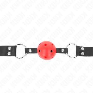 KINK - BREATHABLE BALL 4 CM GAG WITH DOUBLE RIVET RED 62.5 x 2.5 CM ADJUSTABLE 42-58 CM LoveYou.lv