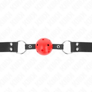 KINK - BREATHABLE BALL 4 CM GAG WITH DOUBLE RIVET LEATHER 62.5 x 2.5 CM ADJUSTABLE 42-58 CM LoveYou.lv