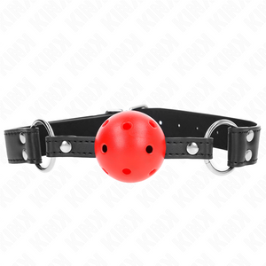 KINK - BREATHABLE BALL 4 CM GAG WITH DOUBLE RIVET LEATHER 62.5 x 2.5 CM ADJUSTABLE 42-58 CM LoveYou.lv