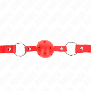 KINK - BREATHABLE BALL 4 CM GAG WITH DOUBLE RIVET MODEL 1 RED 62.5 x 2.5 CM ADJUSTABLE 42-58 CM LoveYou.lv