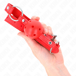 KINK - BREATHABLE BALL 4 CM GAG WITH DOUBLE RIVET MODEL 1 RED 62.5 x 2.5 CM ADJUSTABLE 42-58 CM LoveYou.lv
