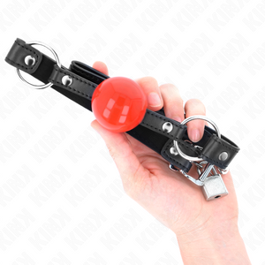 KINK - BALL 4 CM КЛЯП С ЗАМКОМ КРАСНЫЙ ШАР ЧЕРНЫЙ РЕМЕШОК 60 x 2 CM