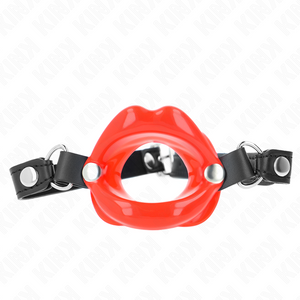 KINK - LIP 8 CM GAG WITH RED LEATHERETTE STRAP 63 x 2 CM ADJUSTABLE 39-58 CM - LoveYou.lv