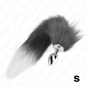 KINK - ANAL PLUG SIZE S 7 X 3 CM WITH SYNTHETIC TAIL 40 CM GREY AND WHITE LoveYou.lv