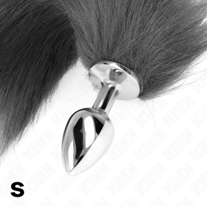 KINK - ANAL PLUG SIZE S 7 X 3 CM WITH SYNTHETIC TAIL 40 CM GREY AND WHITE LoveYou.lv