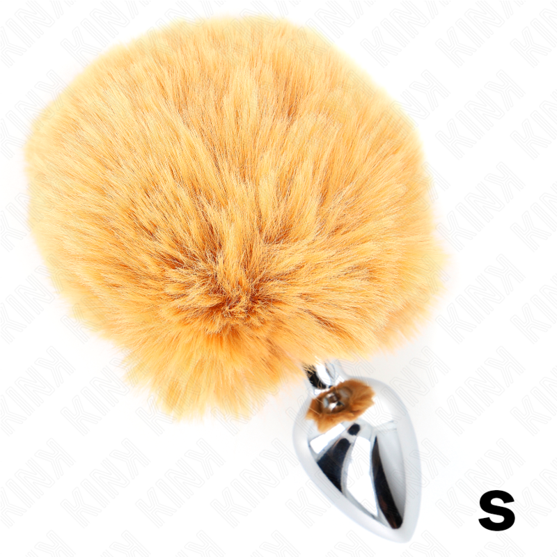 KINK - STAINLESS STEEL PLUG 7 x 3 CM WITH BEIGE FAUX FUR RABBIT TAIL 8 CM - LoveYou.lv