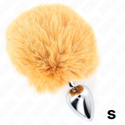 KINK - STAINLESS STEEL PLUG 7 x 3 CM WITH BEIGE FAUX FUR RABBIT TAIL 8 CM - LoveYou.lv
