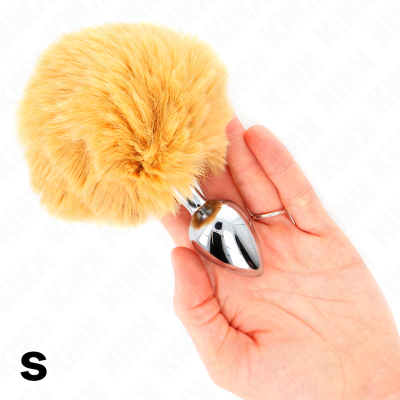 KINK - STAINLESS STEEL PLUG 7 x 3 CM WITH BEIGE FAUX FUR RABBIT TAIL 8 CM - LoveYou.lv