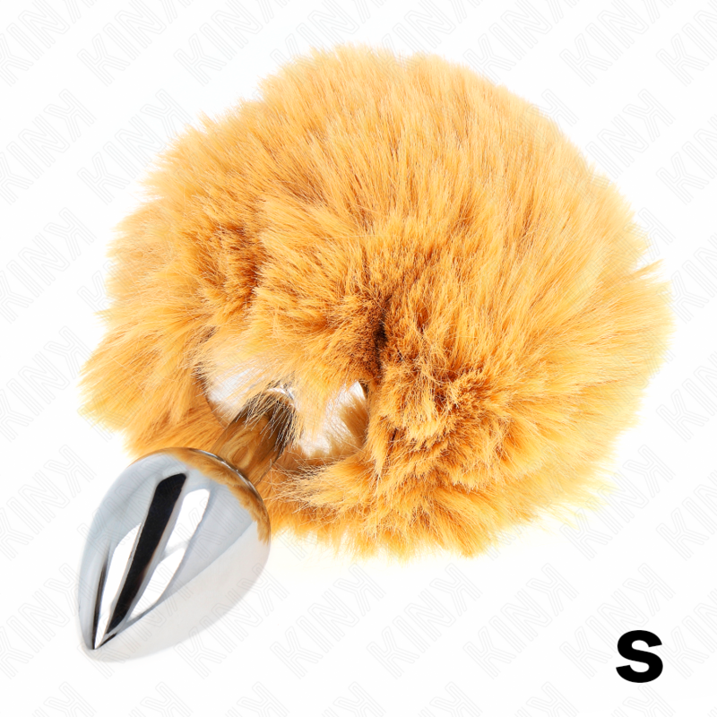 KINK - STAINLESS STEEL PLUG 7 x 3 CM WITH BEIGE FAUX FUR RABBIT TAIL 8 CM - LoveYou.lv