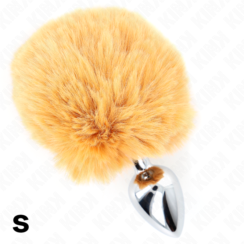 KINK - STAINLESS STEEL PLUG 7 x 3 CM WITH BEIGE FAUX FUR RABBIT TAIL 8 CM - LoveYou.lv