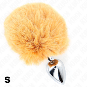 KINK - STAINLESS STEEL PLUG 7 x 3 CM WITH BEIGE FAUX FUR RABBIT TAIL 8 CM - LoveYou.lv
