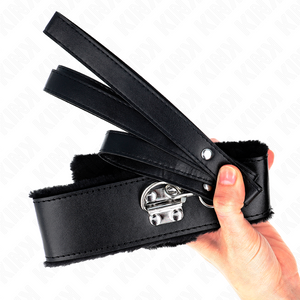 KINK - NECKLACE WITH LEASH 116 CM WITH SILVER STUDS MODEL 4 BLACK ADJUSTABLE 40-48 CM X 6 CM LoveYou.lv