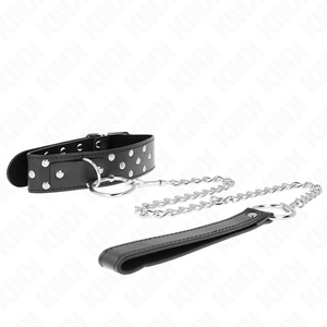 KINK - RING RIVET STRAP NECKLACE WITH BELT 65 CM BLACK ADJUSTABLE 36-50 CM X 3.8 CM LoveYou.lv