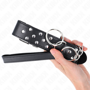 KINK - RING RIVET STRAP NECKLACE WITH BELT 65 CM BLACK ADJUSTABLE 36-50 CM X 3.8 CM LoveYou.lv