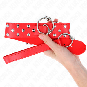 KINK - RING RIVET STRAP NECKLACE WITH BELT 65 CM RED ADJUSTABLE 36-50 CM X 3.8 CM LoveYou.lv