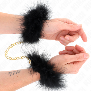 KINK - FEATHER HAND CUFFS WITH GOLD CHAIN MODEL 0 - LoveYou.lv