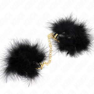 KINK - FEATHER HAND CUFFS WITH GOLD CHAIN MODEL 0 - LoveYou.lv