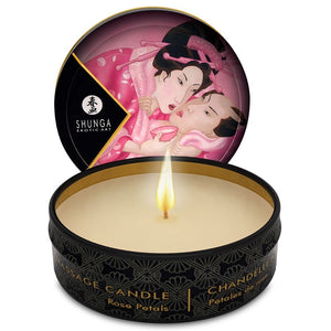 SHUNGA - MASĀŽAS SVECE MINI GLĪSTĪBA AR SVEČU GAISMĀM ROSES 30 ml
