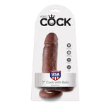KING COCK - 7 DILDO BRAUN MIT EIER 17,8 CM - LoveYou.lv