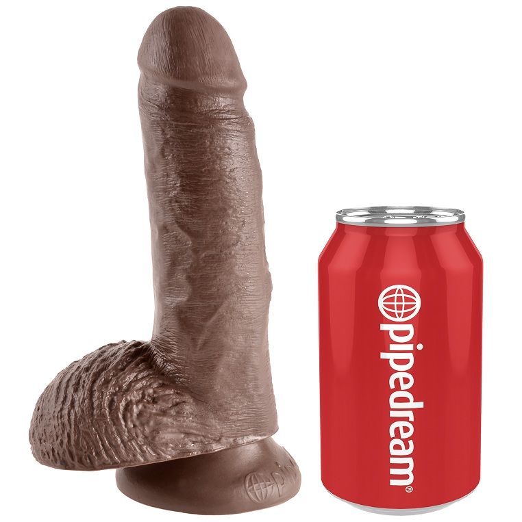 KING COCK - 7 DILDO BRAUN MIT EIER 17,8 CM - LoveYou.lv