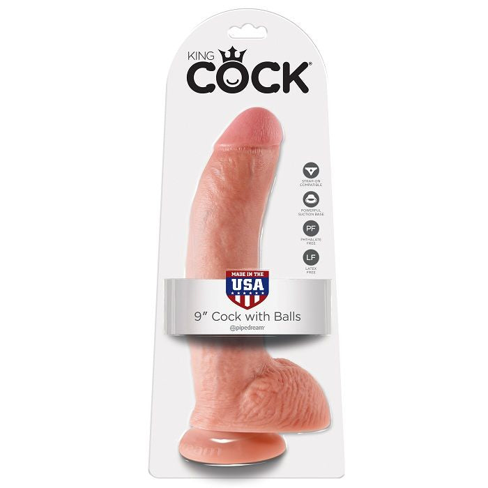 KING COCK - 9 DILDO FLESH WITH BALLS 22.9 CM - LoveYou.lv