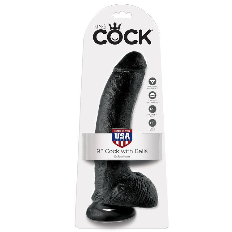 KING COCK - 9 DILDO BLACK WITH BALLS 22.9 CM - LoveYou.lv