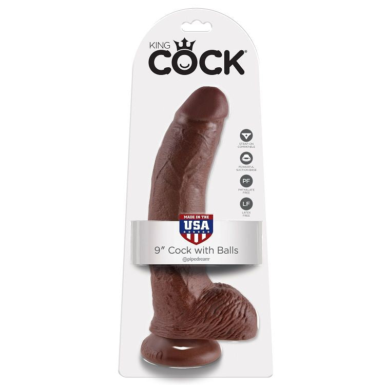 KING COCK - 9 DILDO BROWN WITH BALLS 22.9 CM - LoveYou.lv