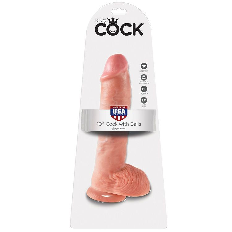 KING COCK - 10 DILDO FLESH WITH BALLS 26.5 CM - LoveYou.lv