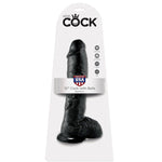 KING COCK - 10 DILDO BLACK WITH BALLS 25.4 CM - LoveYou.lv