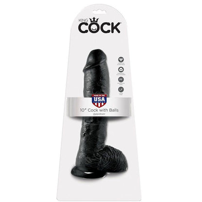KING COCK - 10 DILDO BLACK WITH BALLS 25.4 CM - LoveYou.lv