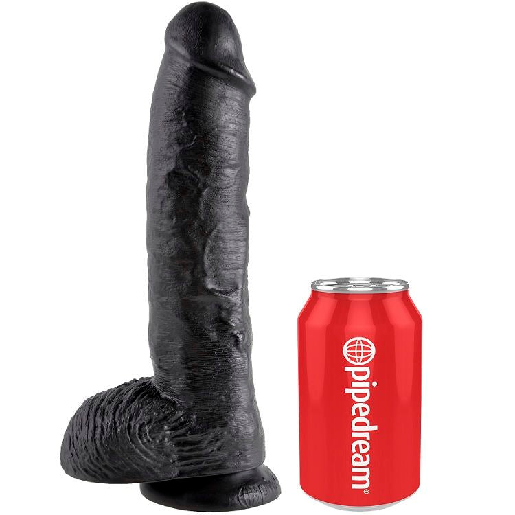 KING COCK - 10 DILDO BLACK WITH BALLS 25.4 CM - LoveYou.lv