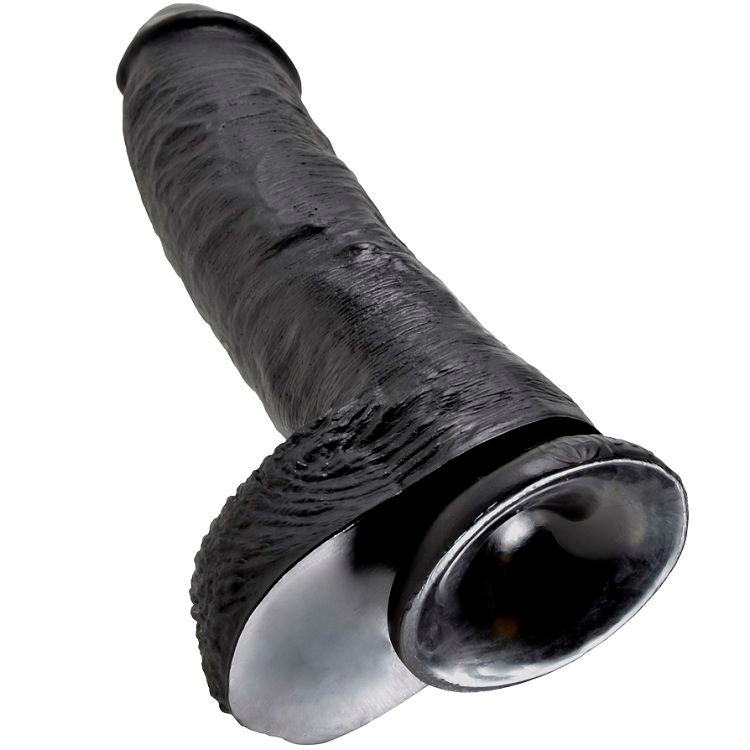 KING COCK - 10 DILDO BLACK WITH BALLS 25.4 CM - LoveYou.lv