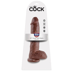 KING COCK - 10 ДИЛДО КОРИЧНЕВОГО ЦВЕТА С ШАРИКАМИ 25,4 СМ
