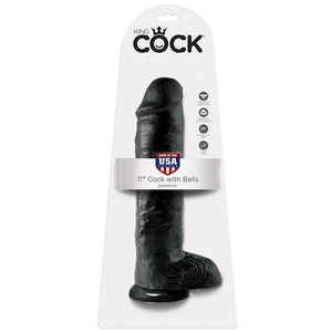 KING COCK - 11 DILDO BLACK WITH BALLS 28 CM - LoveYou.lv