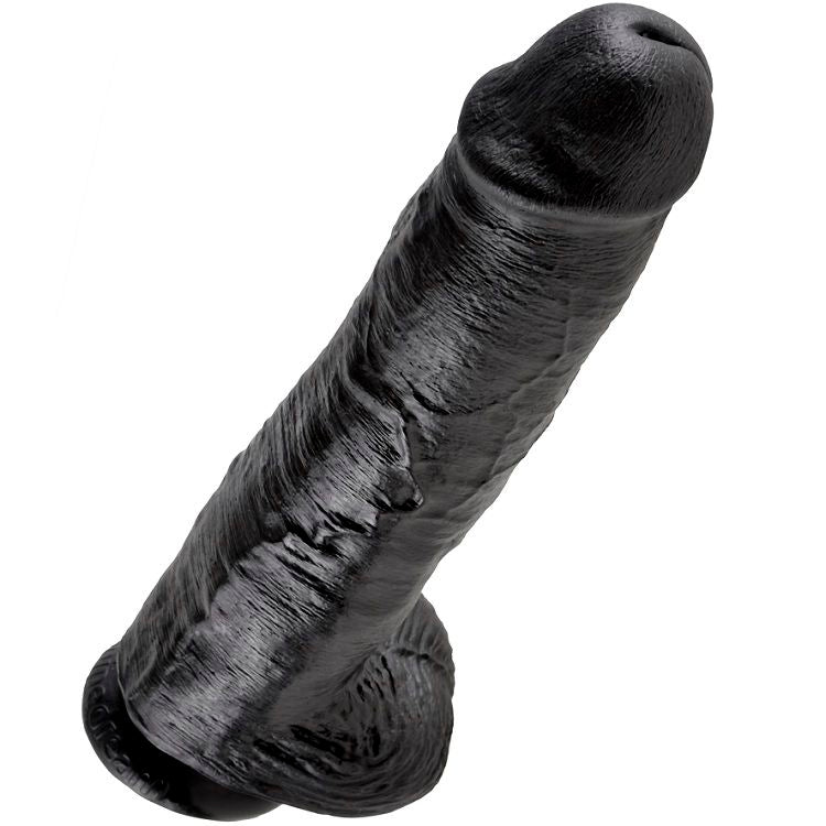 KING COCK - 11 DILDO BLACK WITH BALLS 28 CM - LoveYou.lv