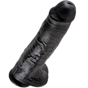 KING COCK - 11 DILDO BLACK WITH BALLS 28 CM - LoveYou.lv