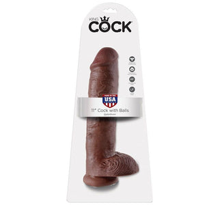 KING COCK - 11 DILDO BROWN WITH BALLS 28 CM - LoveYou.lv
