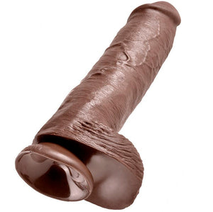 KING COCK - 11 DILDO BROWN WITH BALLS 28 CM - LoveYou.lv