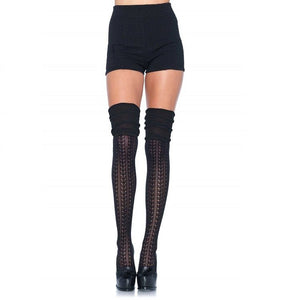 LEG AVENUE - BLACK RUFFLED LACE SOCKS - LoveYou.lv
