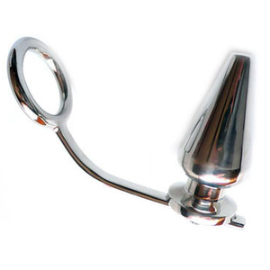 METAL HARD - STEEL RING WITH ANAL PLUG 45 X 50MM - LoveYou.lv