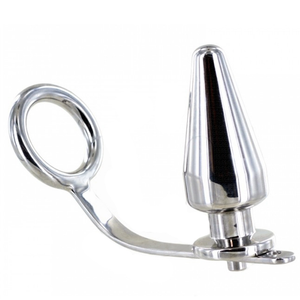 METAL HARD - STEEL RING WITH ANAL PLUG 80 X 55 MM - LoveYou.lv