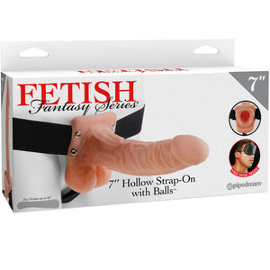 FETISH FANTASY SERIES - SERIES 7 HOLLOW STRAP-ON WITH BALLS 17.8CM FLESH - LoveYou.lv