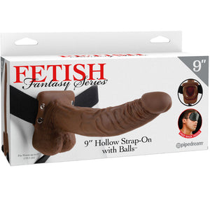 FETISH FANTASY SERIES - SERIES 9 HOLLOW STRAP-ON WITH BALLS 22.9CM BROWN - LoveYou.lv