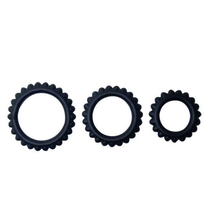 BAILE - TITAN SET 3PCS COCK RING BLACK 2.8 + 2.4 + 1.9 CM BAILE FOR HIM