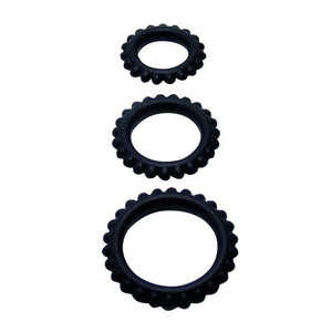 BAILE - TITAN SET 3PCS COCK RING BLACK 2.8 + 2.4 + 1.9 CM BAILE FOR HIM