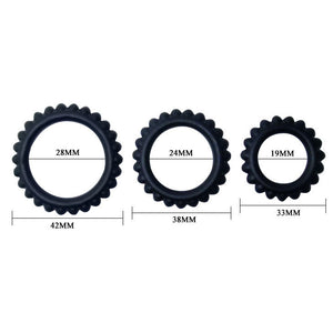 BAILE - TITAN SET 3PCS COCK RING BLACK 2.8 + 2.4 + 1.9 CM - LoveYou.lv