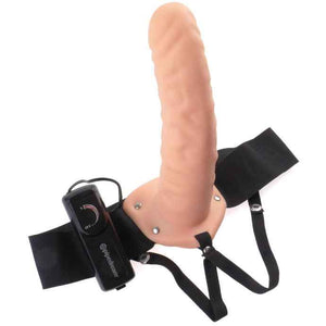 FETISH FANTASY SERIES - 19 CM VIBRATING HOLLOW STRAP-ON BROWN - LoveYou.lv