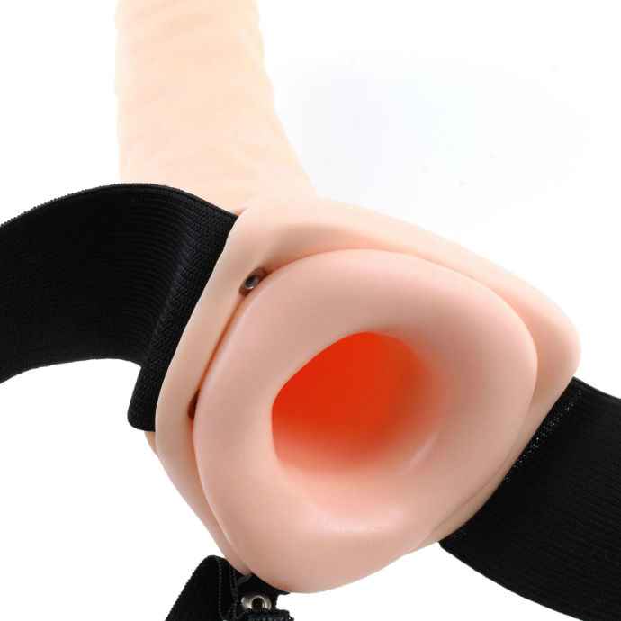 FETISH FANTASY SERIES - 19 CM VIBRATING HOLLOW STRAP-ON BROWN - LoveYou.lv