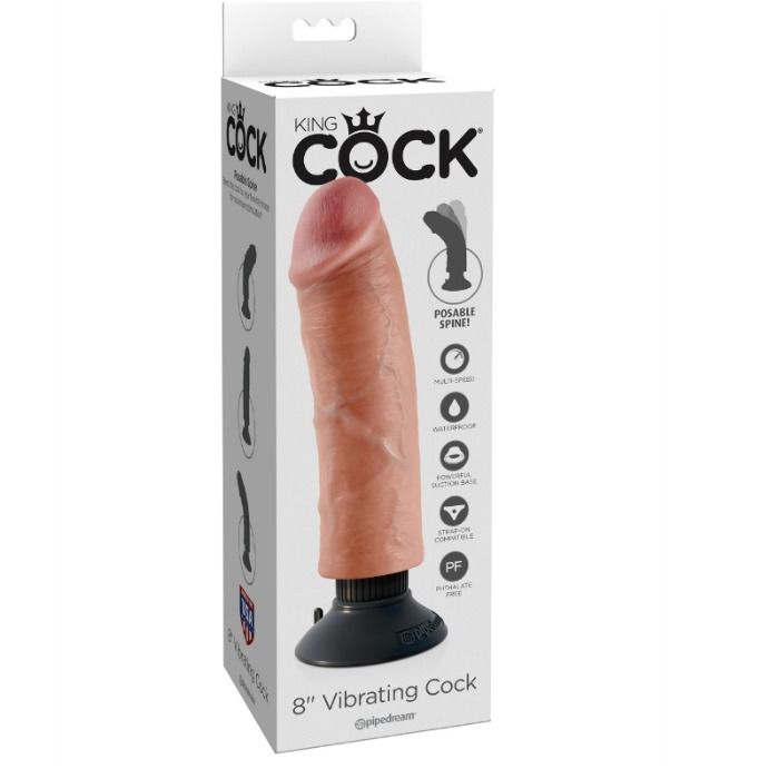 KING COCK - 20,32 CM VIBRĒJOŠA GAILE MAITA